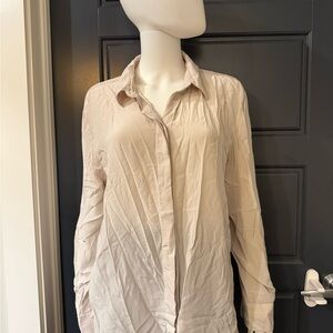Aritzia Babaton Cream Button-Up Silk Shirt